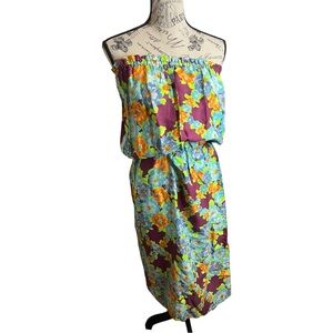 Brag 60s Floral Strapless Dress